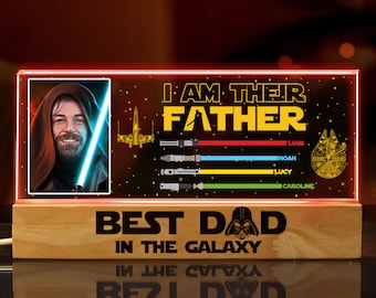 Personalized  I am Their Father LED Light | Fathers Day Gift | Custom Lightsaber Sign | Family Sign | Best Dad In The Galaxy Acrylic Plaque