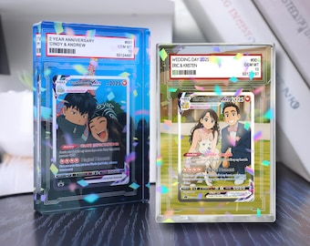 Tarjeta de aniversario personalizada de Pokémon, placa acrílica con foto de anime personalizada, regalo de aniversario, regalo para él, regalo para ella, regalo de San Valentín