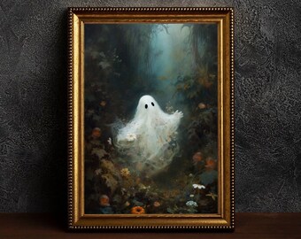 NEW! Ghost In The Forest, Vintage Poster, Art Poster Print, Dark Academia, Haunting Ghost, Halloween Gifts, Halloween Decorations