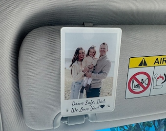 Custom Photo Car Visor Clip, Personalized Father&#39;s Day Gift for Him, Dad Photo Magnet, Unique Gift for Dad from Son Daughter Drive Safe Gift