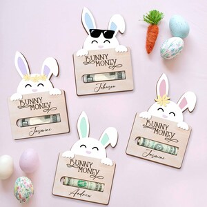 Porta-dinheiro personalizado de coelho da Páscoa – Presente de Páscoa personalizado para crianças, Enchedor de cesta, Etiqueta de nome, Decoração de Páscoa, Porta-dinheiro, Guloseima de Páscoa