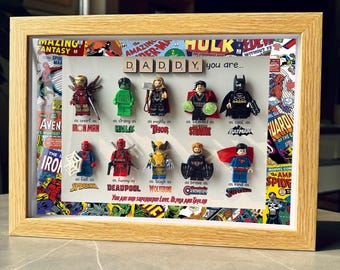 Marcos personalizados de superhéroe para papá, regalos para el Día del Padre 2025, superpapá, regalo para papá primerizo, regalo para papá, abuelo, abuelo, regalos de hija