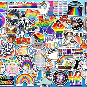 Paquete de 78 pegatinas de vinilo del orgullo LGBTQ+, pegatina holográfica del arcoíris del orgullo gay, calcomanía del arcoíris de la bandera del orgullo, el amor es amor, ganso, calcomanía LGBTQAA