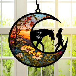 Horse Acrylic Suncatcher, Horse Memorial Suncatcher Ornament, Personalized Horse Loss Gift, Custom Horse Name Sign, Horse Memorial Gift image 1