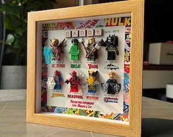 Marcos personalizados de superhéroe para papá, regalos para el Día del Padre 2025, superpapá, regalo para papá primerizo, regalo para papá, mensaje personalizado, regalo hecho a mano para el Día del Padre