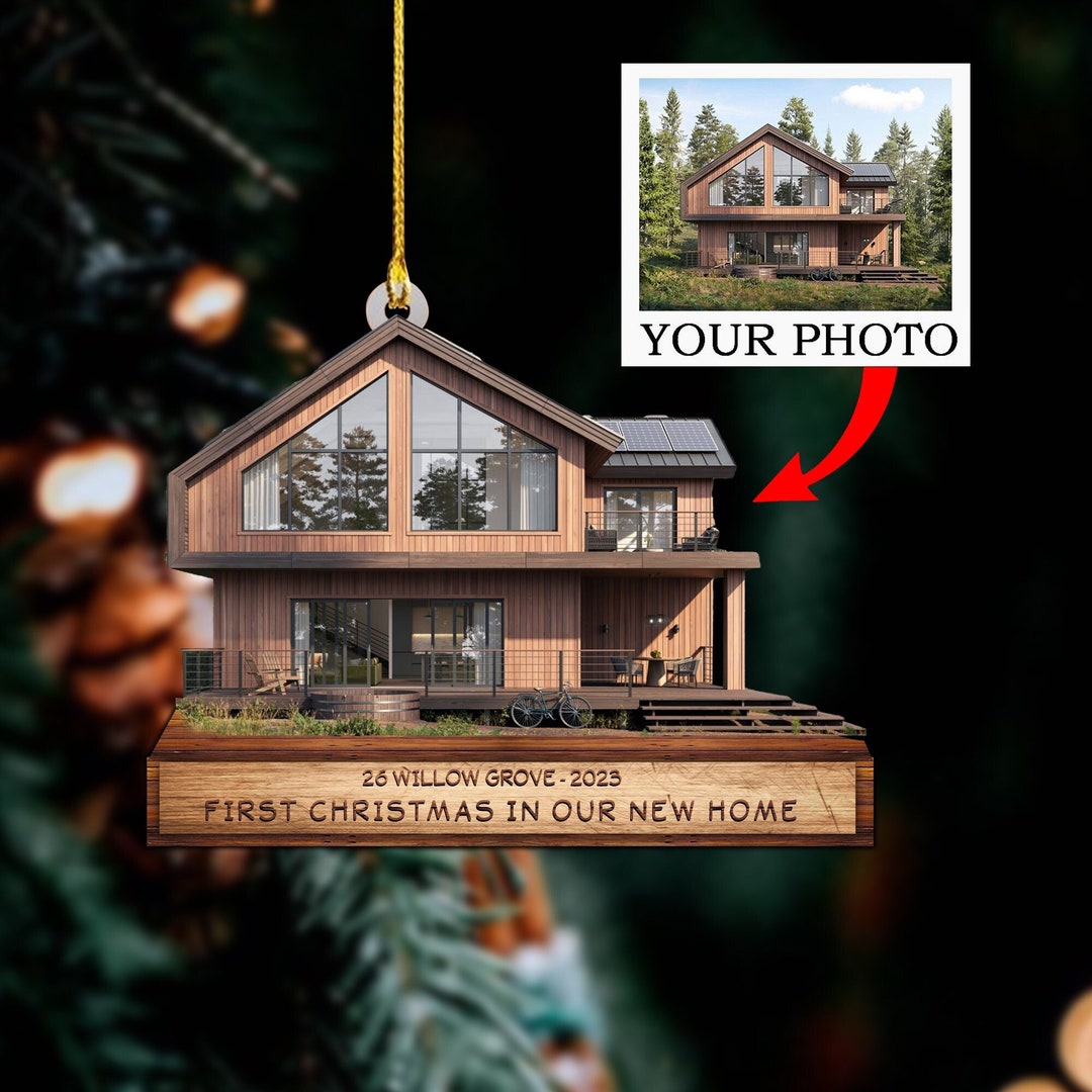 Personalized House Photo Christmas Ornament, New Home Gift - Etsy