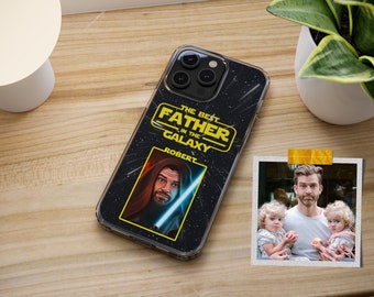 Best Father In The Galaxy Phone Case, Father's Day Gift, Personalized Gift From Kids, Funny Gift for Him, iPhone 14 PM 13 Pro Max Clear Case