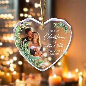 Personalized First Christmas Ornament, Mr & Mrs Wedding Gift, Ceramic or Glass