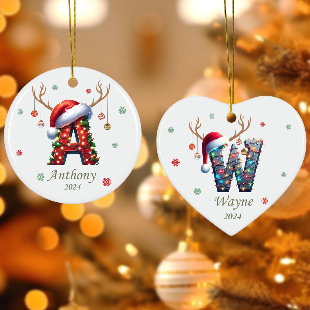 Personalized Initial Baby Name Ornament, Babys First Christmas Ornament