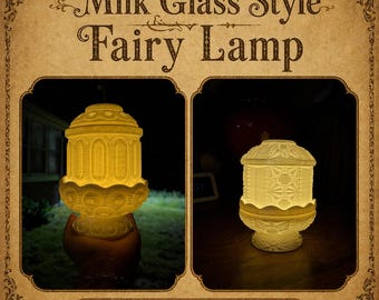 Fairy Lamp LED Night Light | Milk Glass Style Lamp | Vintage Inspired Cottagecore Decor