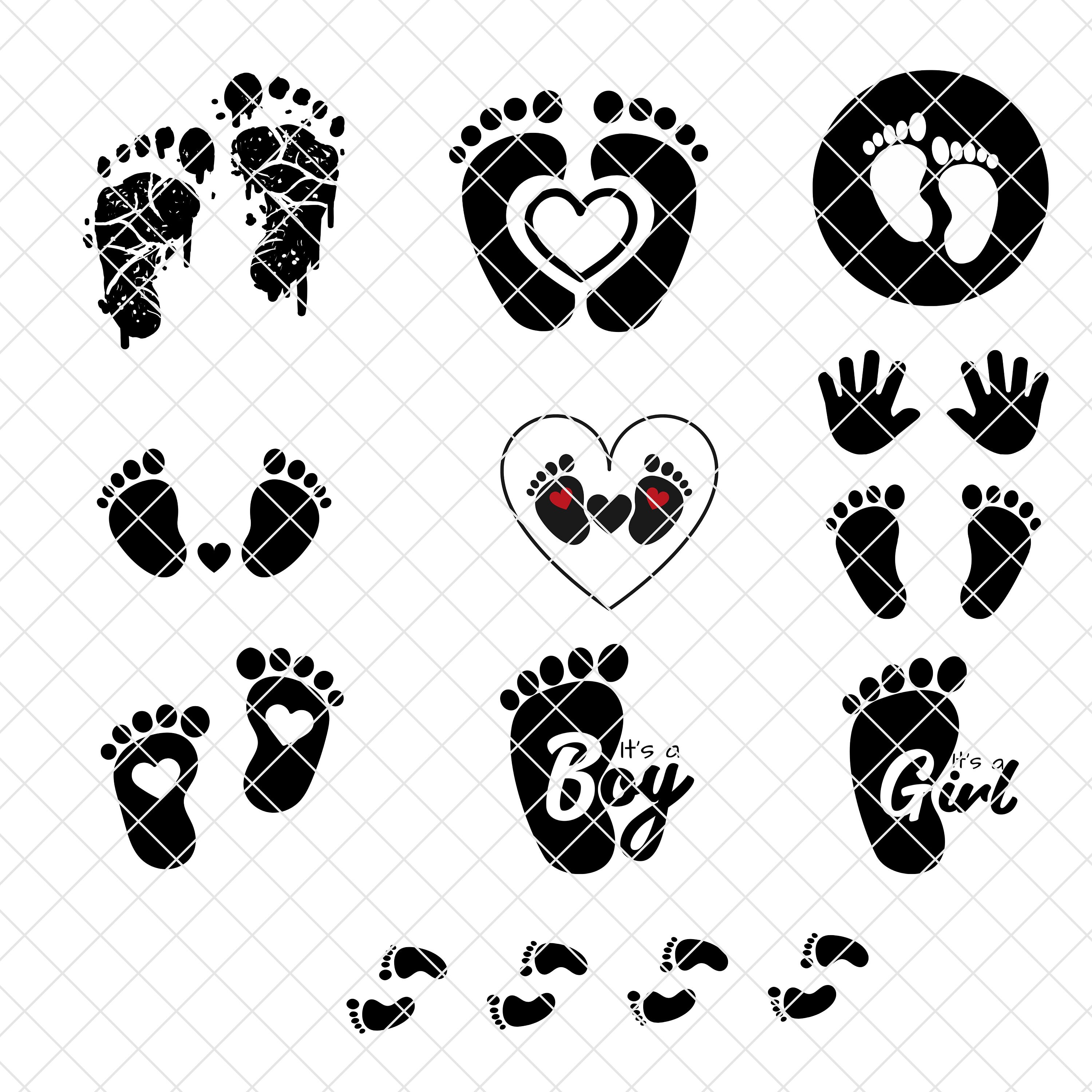 Baby Foot Print Hand Print SVG PNG JPG Digital Download Etsy