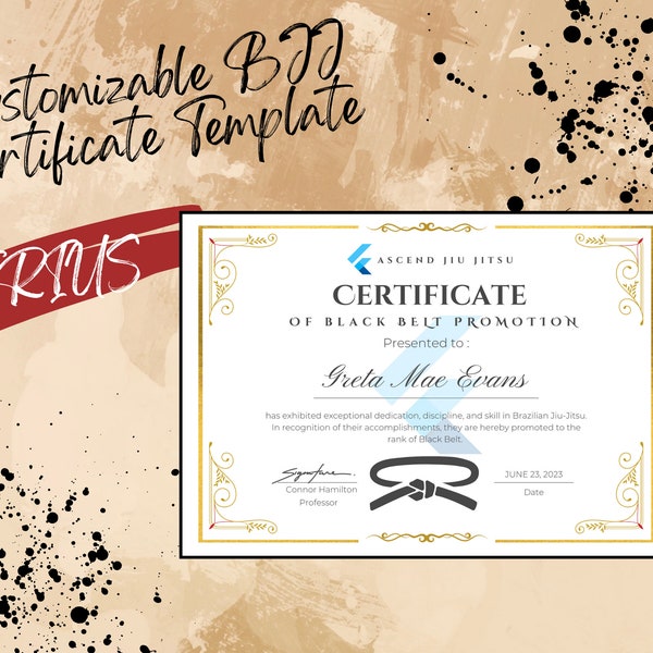 Bjj Certificate Etsy Australia Bjj Certificate Etsy Australia