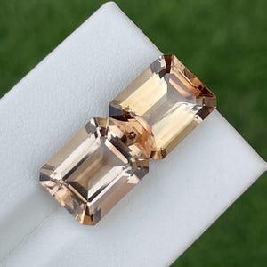 Natural Imperial Topaz Loose Gemstone, Eye Clean, Emerald Cut Shape Weight 13.80 Cts, Size 12 x 10 MM, 2 Pieces Imperial Topaz For Jewelry