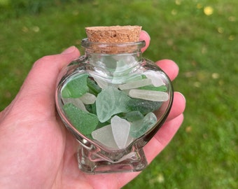 Jar of sea glass heart