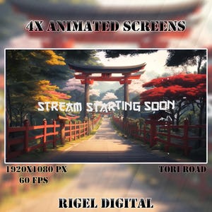 4x Animated Stream Screens | Tori Road | Stream Package | Twitch Stream Screen | Vtuber Twitch Stream Overlay | Animated Screens