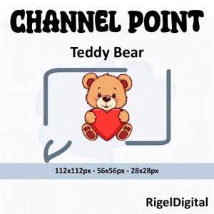 Icono de punto de canal de osito de peluche para Twitch / Emote adorable para streamers y Discord / Emotes de Twitch / Descarga digital instantánea