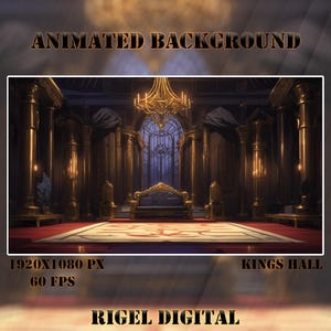 Vtuber Animated Background | King&#39;s Hall | Looped Vtuber Twitch Stream Overlay | Instant Digital Download