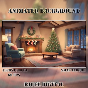 Vtuber Animated Background | Xmas Indoor | Looped Vtuber Twitch Stream Overlay | Instant Digital Download