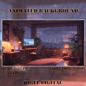 Vtuber Animated Background | Lofi Gaming Room | Looped Vtuber Twitch Stream Overlay | Instant Digital Download