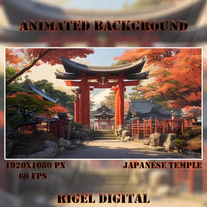 Vtuber Animated Background | Japanese Temple | Looped Vtuber Twitch Stream Overlay | Instant Digital Download