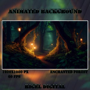 Vtuber Animated Background | Enchanted Forest | Looped Vtuber Twitch Stream Overlay | Instant Digital Download