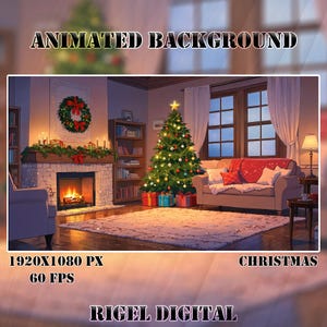 Vtuber Animated Background | Christmas | Looped Vtuber Twitch Stream Overlay | Instant Digital Download