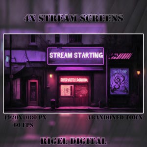 4x Animated Stream Screens | Abandoned Town | Stream Package | Twitch Stream Screen | Vtuber Twitch Stream Overlay | Animated Screens