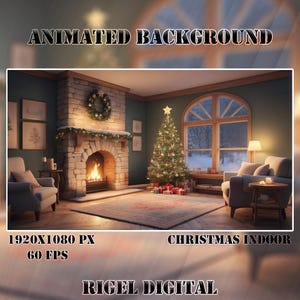 Vtuber Animated Background | Christmas Indoor | Looped Vtuber Twitch Stream Overlay | Instant Digital Download