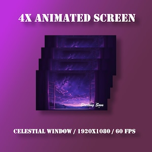 4x Animated Stream Screens | Celestial Window | Stream Package | Twitch Stream Screen | Vtuber Twitch Stream Overlay | Animated Screens