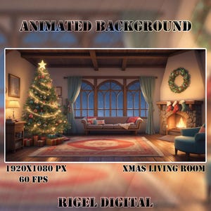 Vtuber Animated Background | Xmas Living Room | Looped Vtuber Twitch Stream Overlay | Instant Digital Download