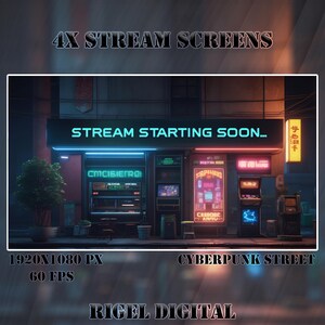 4x Animated Stream Screens | Cyberpunk Street | Stream Package | Twitch ...