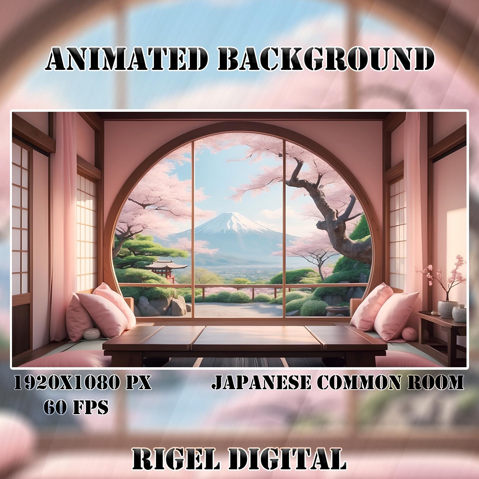 Vtuber Animierter Hintergrund | Japanischer Gemeinschaftsraum | Geloopt Vtuber Twitch Stream Overlay | Sofortiger digitaler Download