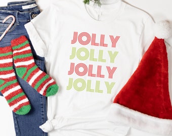 Merry Christmas Tshirt, Jolly Holiday Shirt, Retro Repeat Tee