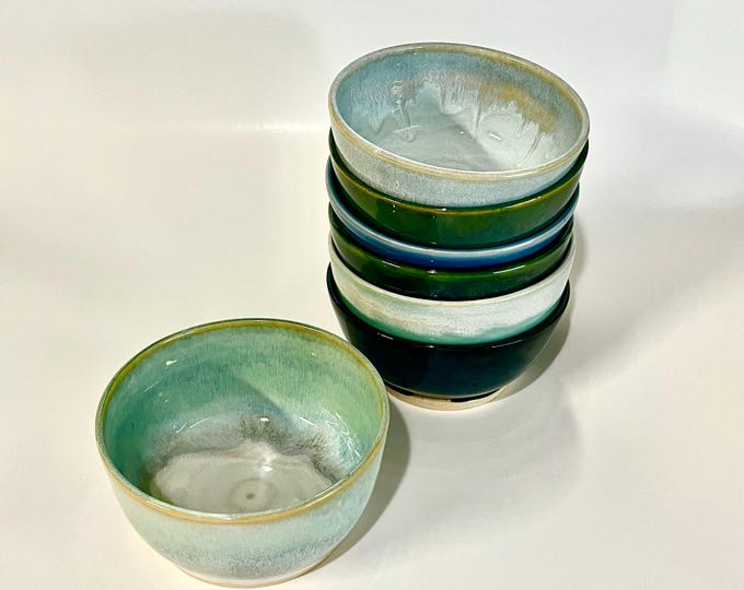 Handmade 5” Stoneware Bowls Wheel Thrown Pottery Cereal Dip Bowls Microwavable Ceramic Sold Individually Dishwasher Safe Bestseller