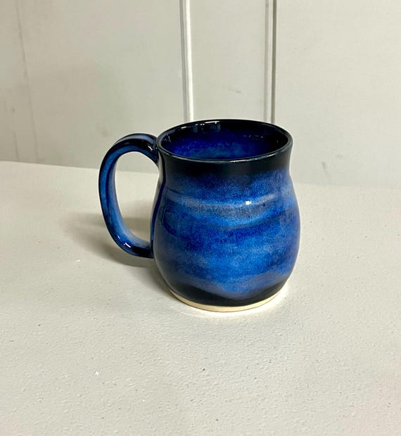 Wheel Thrown Stoneware Microwave Safe Dishwasher Safe Handmade Mug Pottery Navy Blue Ceramic Made in Florida Galaxy Nautical Bestseller