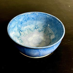 6.5” Artisan Handmade Blue Pottery Bowl Wheel Thrown Stoneware Handcrafted Serving Bowl Mixing Bowl Ceramic Great Gift