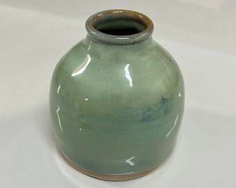 Handmade Stoneware Vase 4” Bud Vase Ceramic Turquoise Pottery Great Gift Mother’s Day Dishwasher Safe