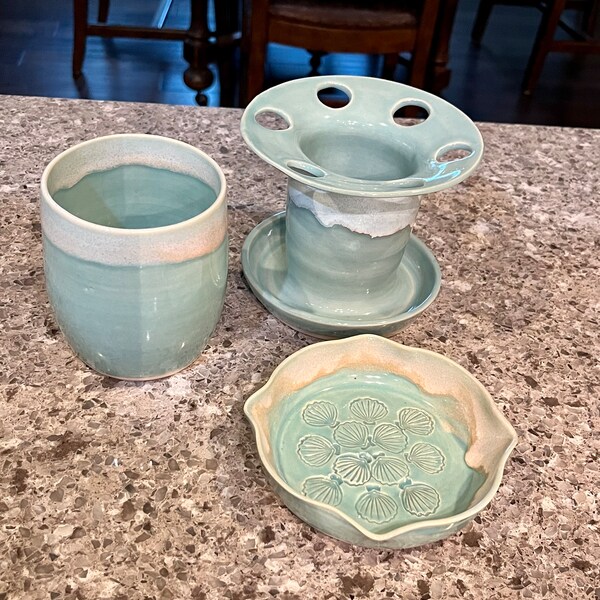 Handmade Bathroom Tumbler In Stock Turquoise Wheel Thrown Wine Tumbler Cup Bestseller microwave and dishwasher safe