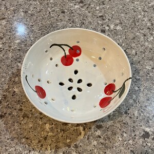 Berry Bowl Handmade Pottery Colander Ceramic Wheel Thrown Studio Crafted Handpainted Great Gift Microwave and Dishwasher Safe Florida