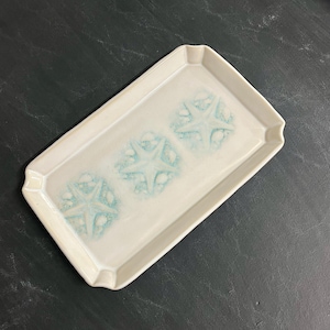 Handmade 12” Serving Tray Starfish Stoneware Pottery Platter Rectangular Cream Appetizers Cheese Charcuterie Nautical Beach Coastal