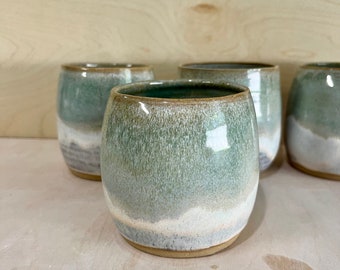 Made to Order Handmade Wine Tumbler Bathroom Cup Stoneware Pottery Wheel Thrown Handmade Tourmaline Ceramic 3 week lead time