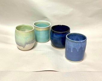 Handmade Stoneware Wine Tumbler: Wheel Thrown Pottery Ceramic Cocktail Glass Bathroon Cup