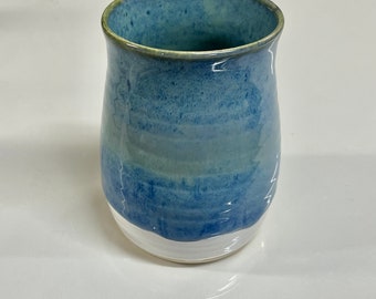 Handmade Stoneware Vase 4” Ceramic Blue and Green Pottery Great Gift Mother’s Day Dishwasher Safe