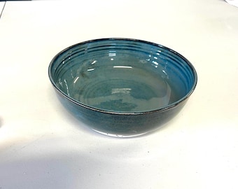 Made to Order 3 Week Lead Time Handmade Pasta Salad Soup Bowls Wheel Thrown Navy Blue Stoneware Individual 8” Bowls, Sold Individually