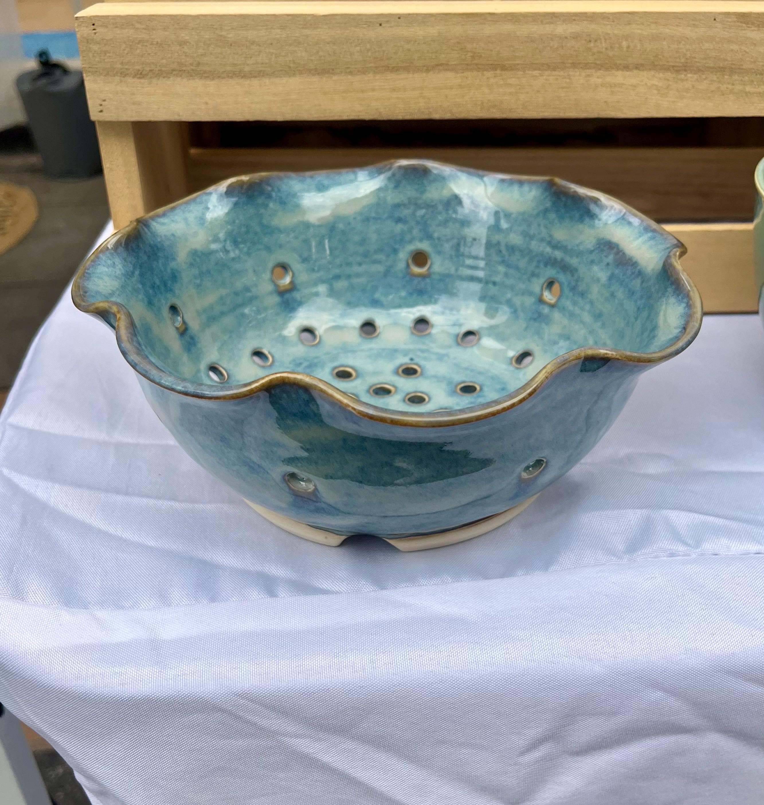 7” Berry Bowl Handmade Stoneware Pottery Ceramic Wheel Thrown Fluted ...