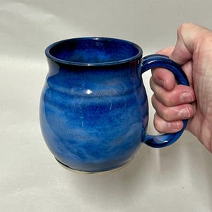 Handmade Large Wheel Thrown Stoneware Mug Pottery Navy Blue Ceramic Made in Florida Galaxy Nautical Bestseller