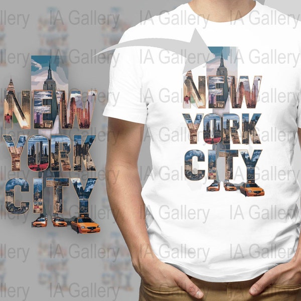 New York City T-Shirt Design, Digital Download, Modern Urban Style Tee Graphic, Printable NYC Fashion Art