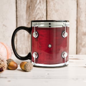Red Vintage Drum 15oz Mug, Funny Drumming Gifts, Gift for Drummer, Drumming Coffee Cup, Drumming Dad, Drummer Brother Tumbler Gifts, Drums