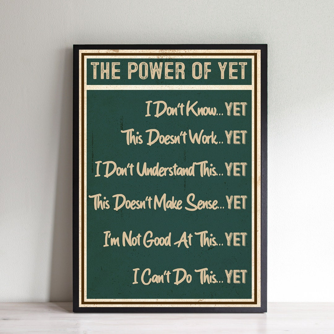 The Power of yet Poster Therapy Office Decor DBT Poster, Motivational ...