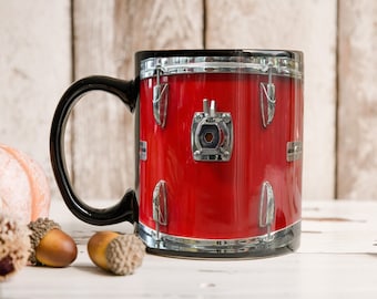 Rote Trommel 15 Unzen Becher Geschenk, lustige Trommeln Geschenke, Geschenk für Schlagzeuger, Trommeln Kaffeetasse, Trommeln Vater, Schlagzeuger Bruder Becher Geschenke, Trommel Geschenke